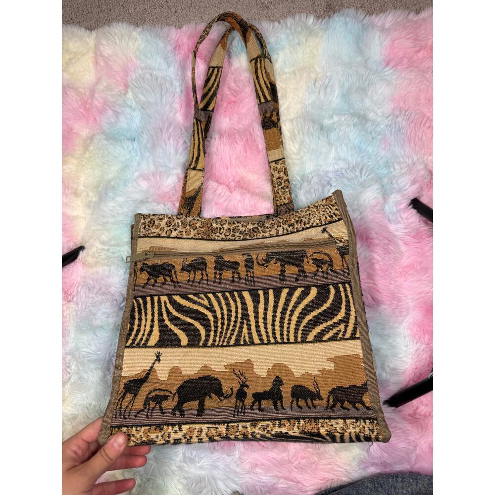 Jade Safari Tapestry Tote Bag Animal Print Zip Pouch - Picture 4 of 15
